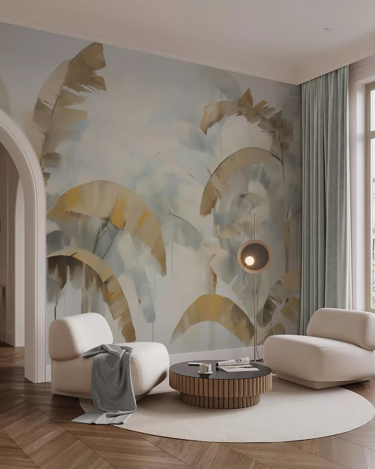 wall murals Abstract palm trees, imitation of a painting w05997