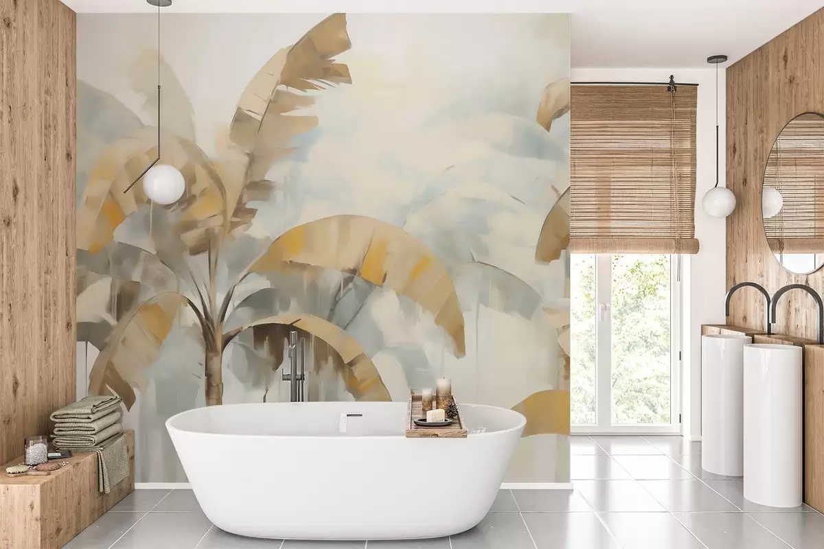 wall murals Abstract palm trees, imitation of a painting w05997