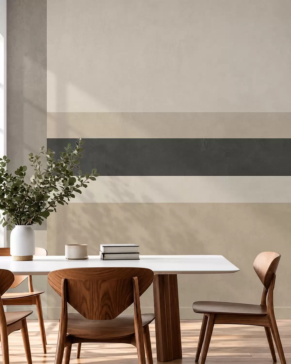 wall murals Abstract rectangles in warm beige tones with a dark stripe w05890