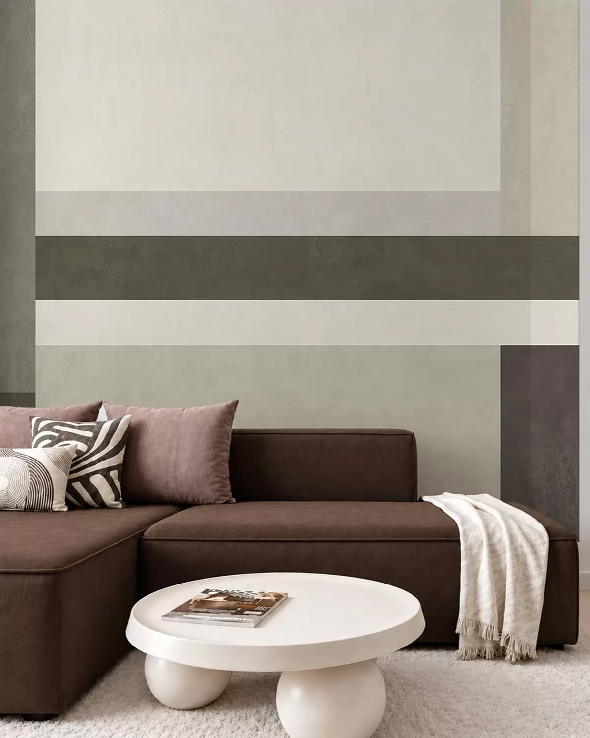wall murals Geometric composition with olive, gray and beige blocks w05890v3