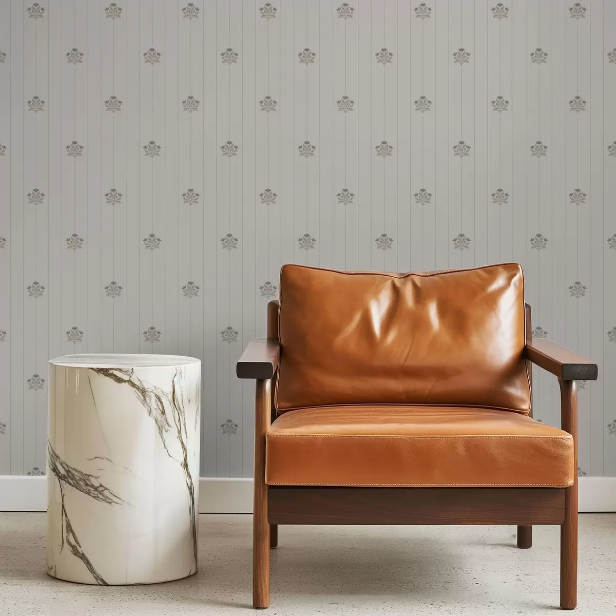 Wallpaper Delicate floral ornaments and vertical stripes a01282