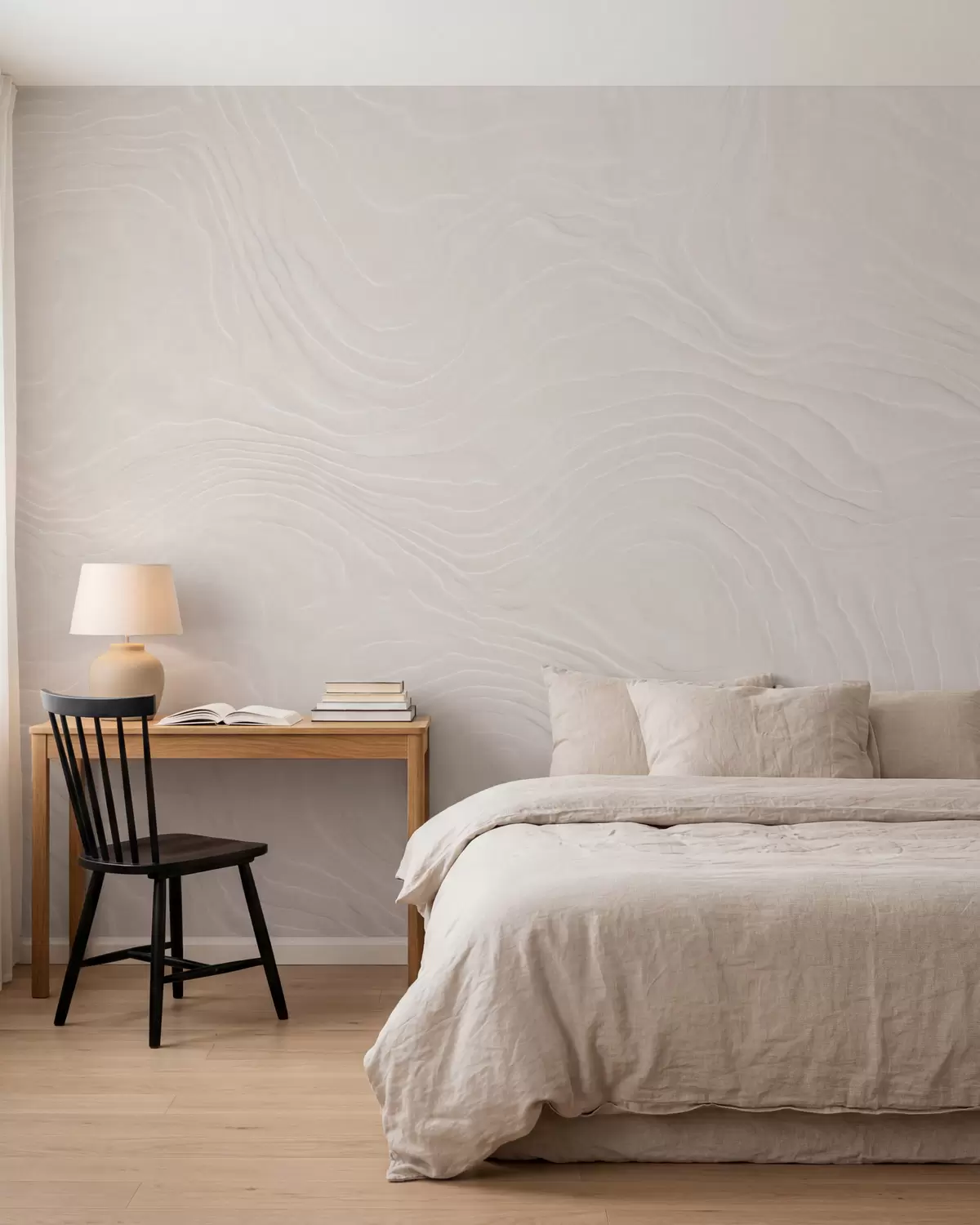 wall murals Abstract light texture with flowing wavy lines and a natural plaster effect w10092