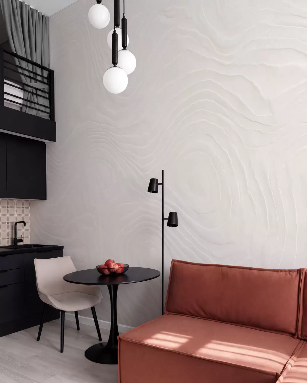 wall murals Abstract light texture with flowing wavy lines and a natural plaster effect w10092