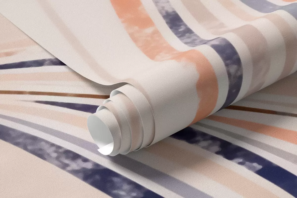 wall murals Abstract decorative grasses with elegant elongated leaves in peach, cream and blue watercolor tones w10093
