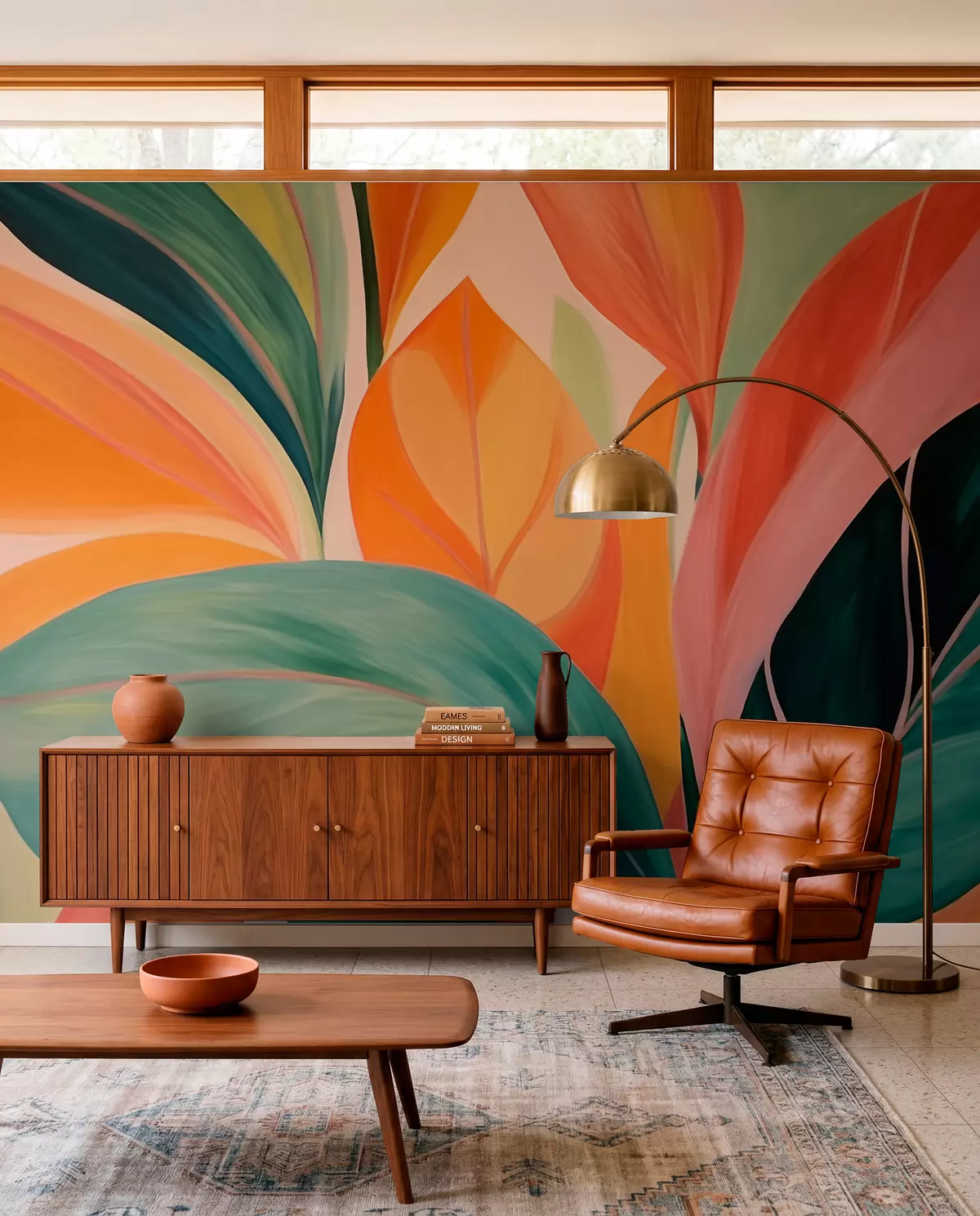 wall murals Colorful, pointed leaves w06005