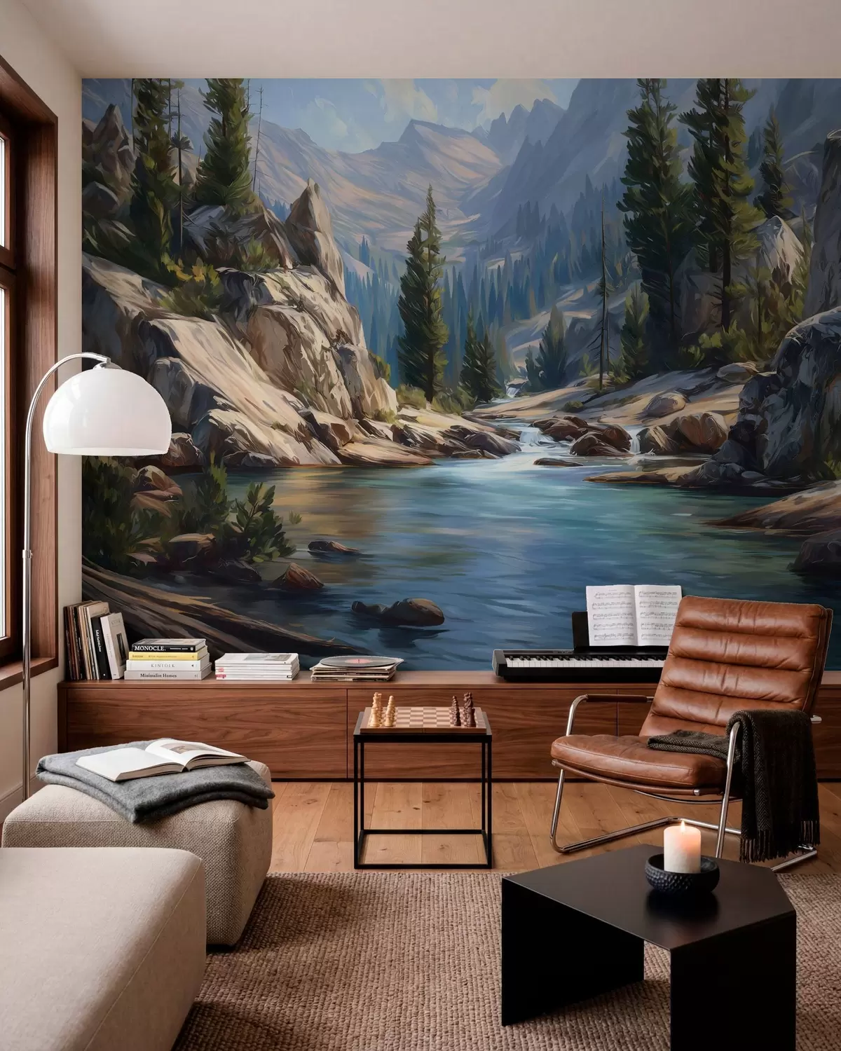 wall murals A picturesque view of the river set amongst the peaceful mountains w05868