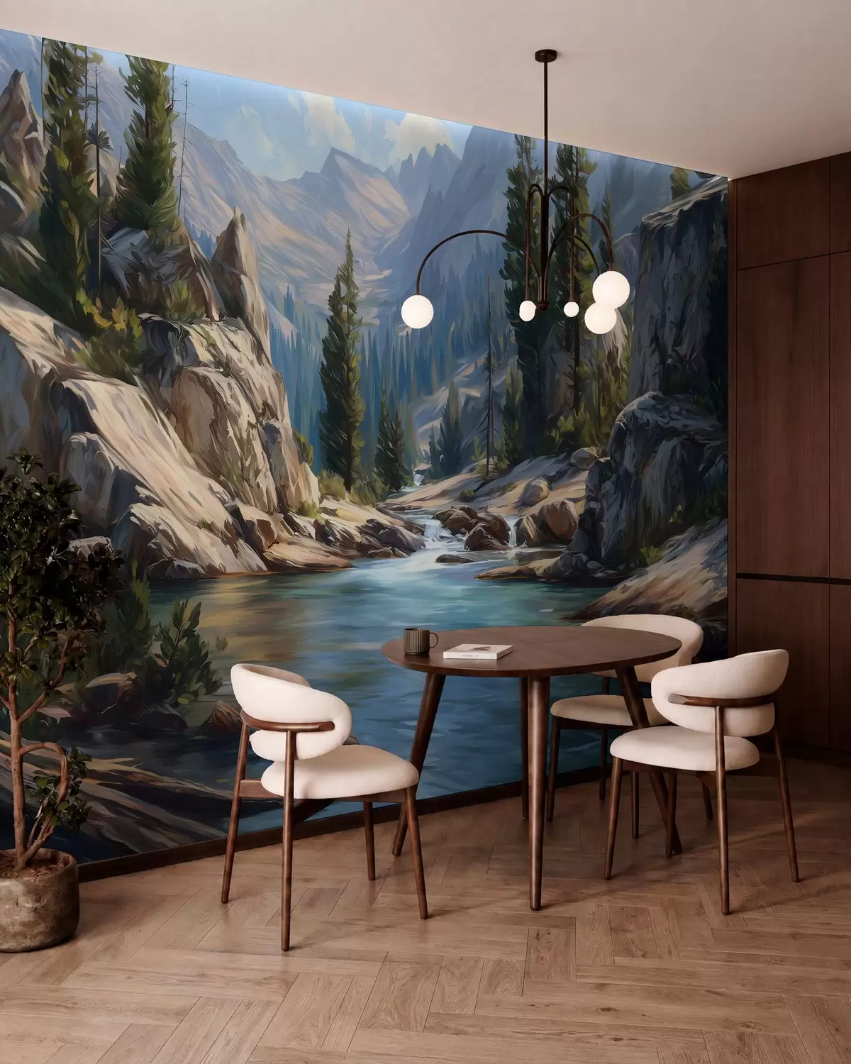 wall murals A picturesque view of the river set amongst the peaceful mountains w05868