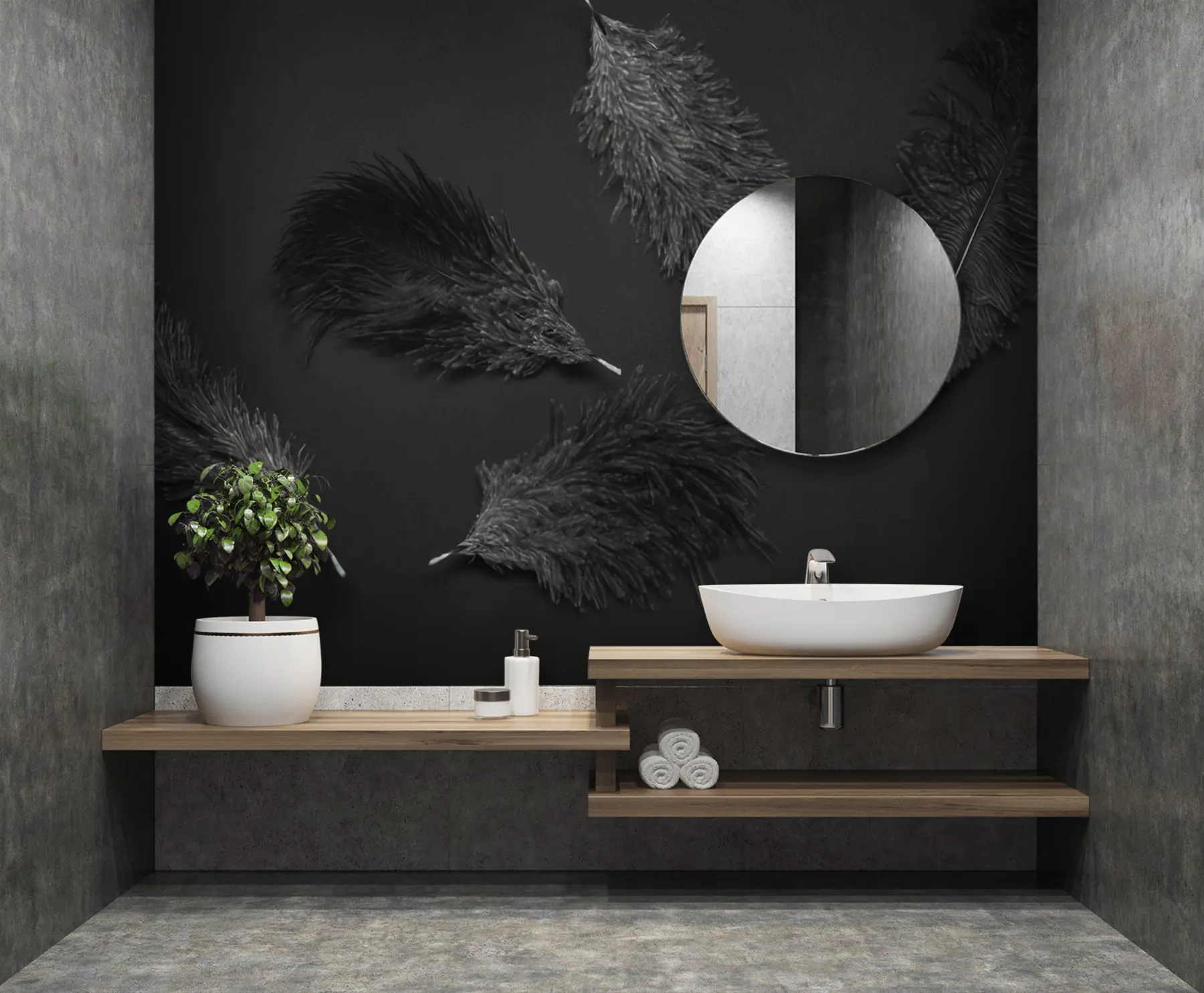wall murals Black feathers u72331