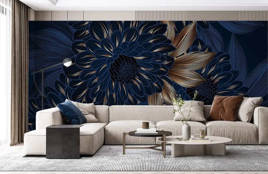 wall murals Flowers and leaves chrysanthemum u72140