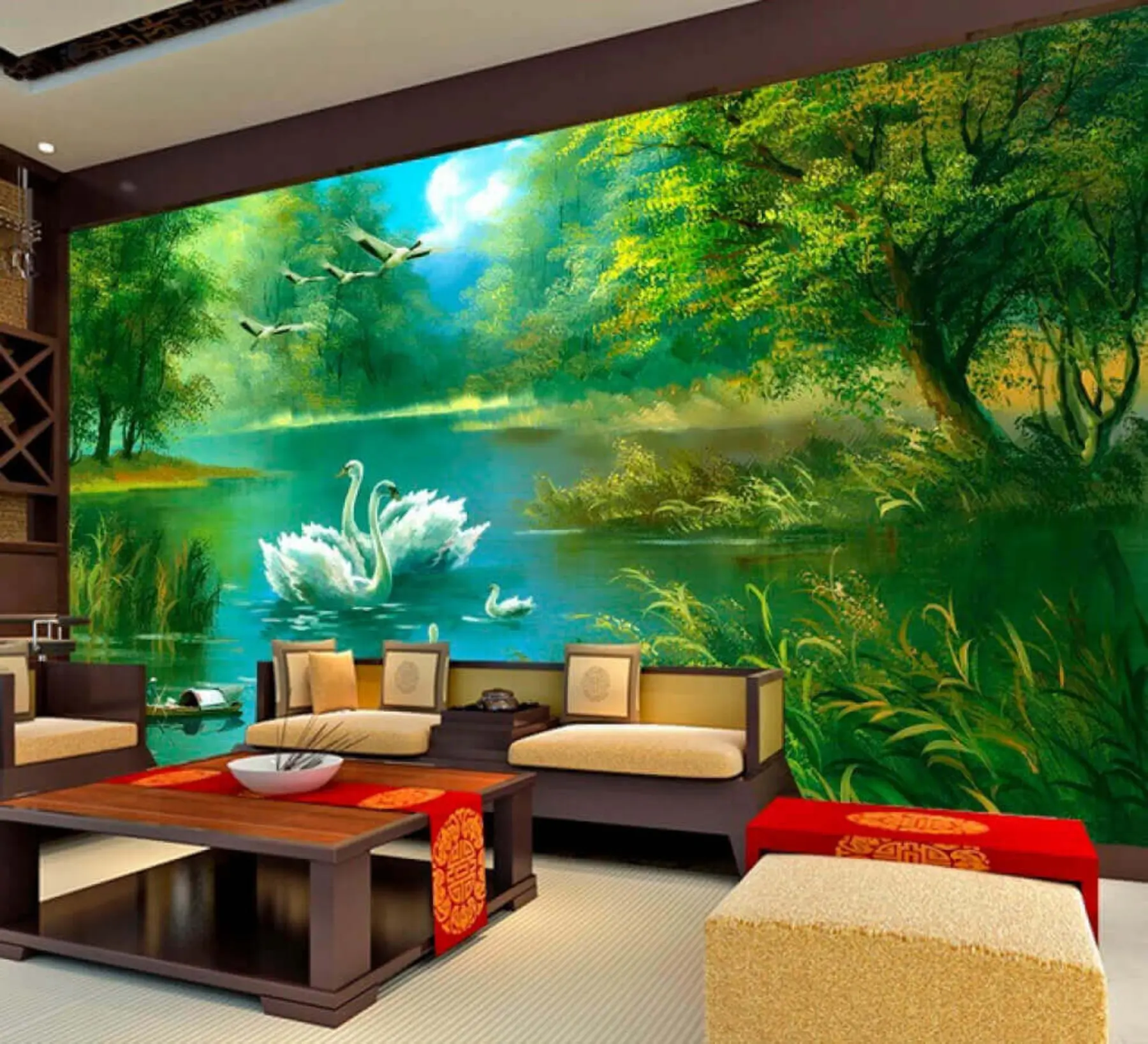 wall murals Giant swans on the lake u16105