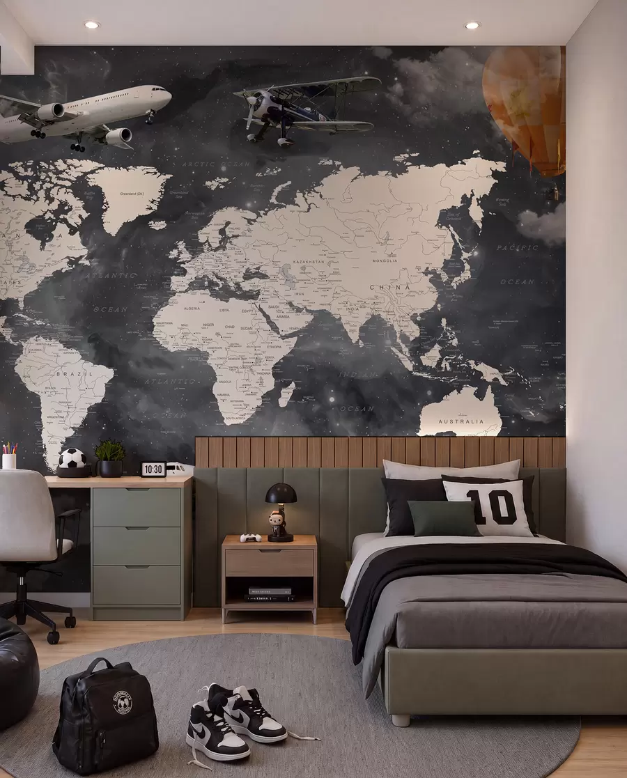 wall murals Map and planes u72597