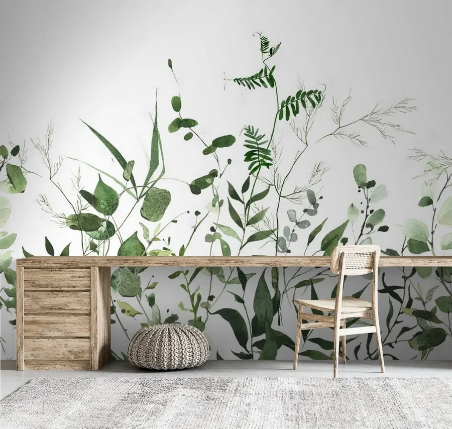 wall murals Green wild branches u72395