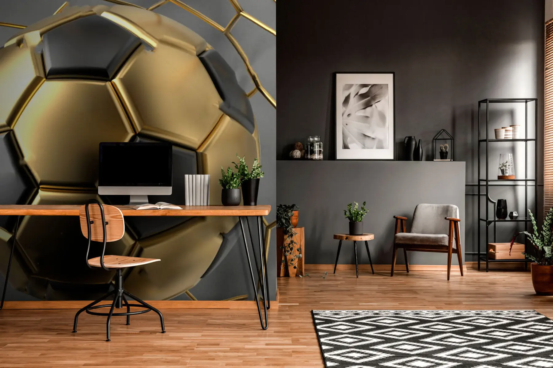 wall murals A soccer ball in the goal u73011