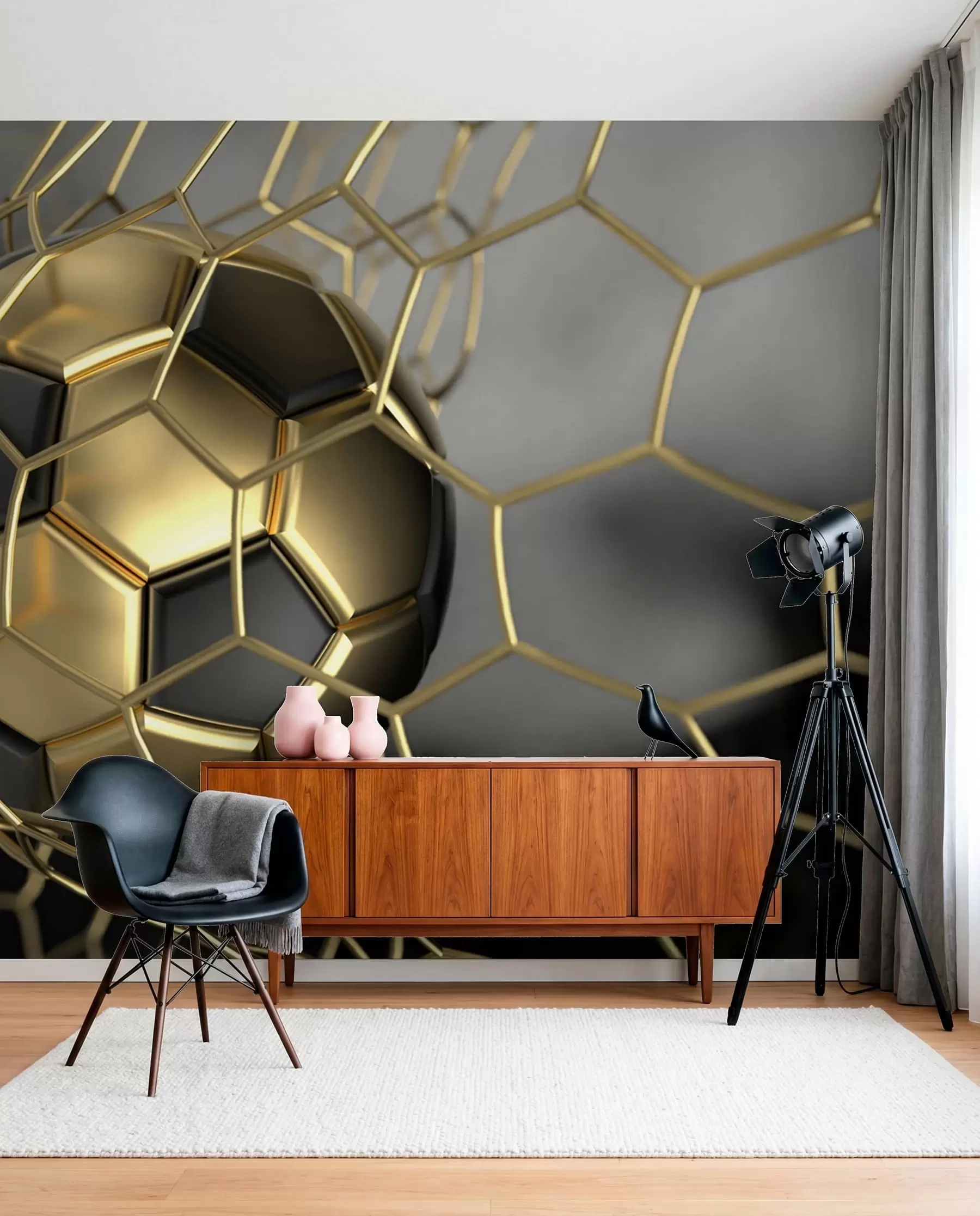 wall murals A soccer ball in the goal u73010
