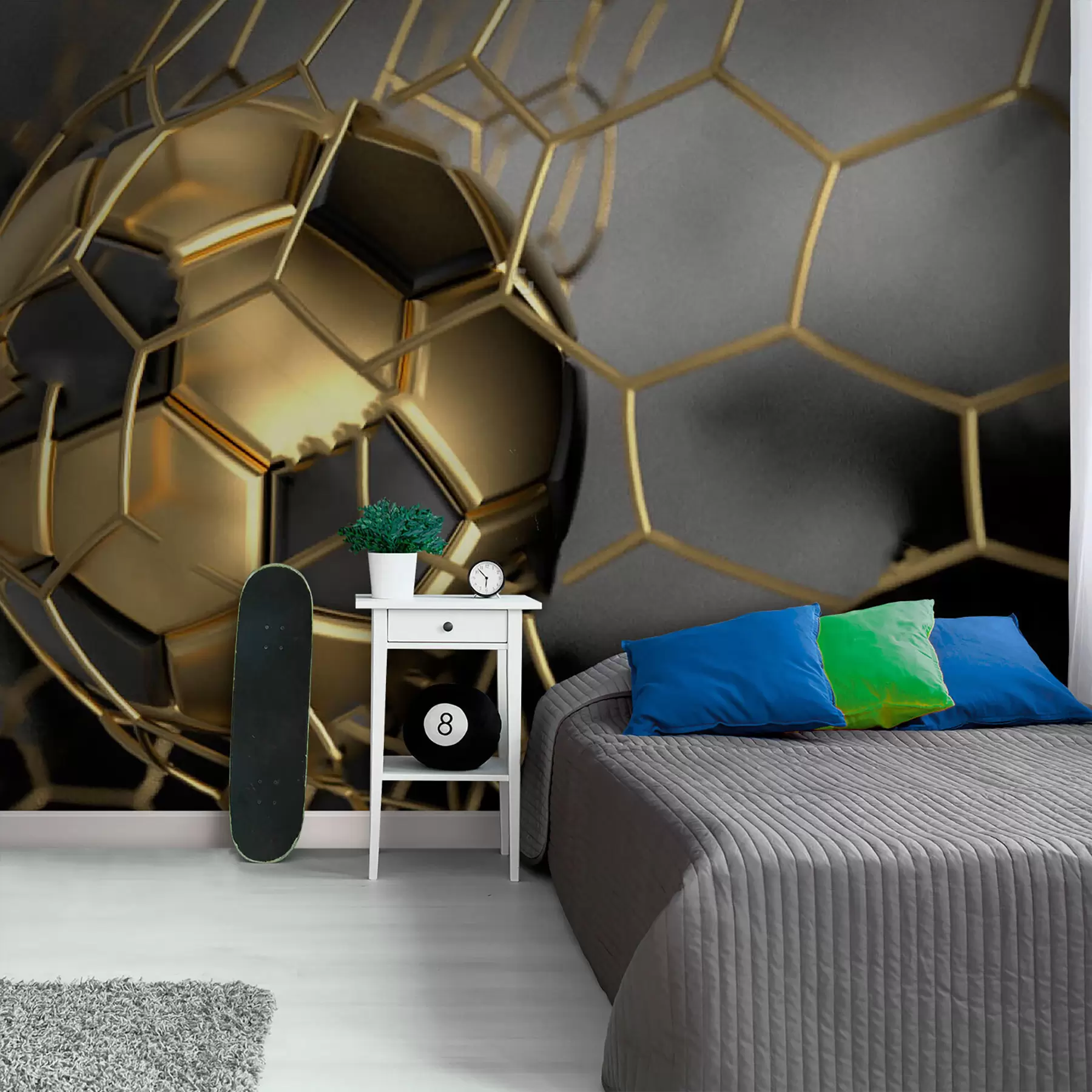 wall murals A soccer ball in the goal u73010