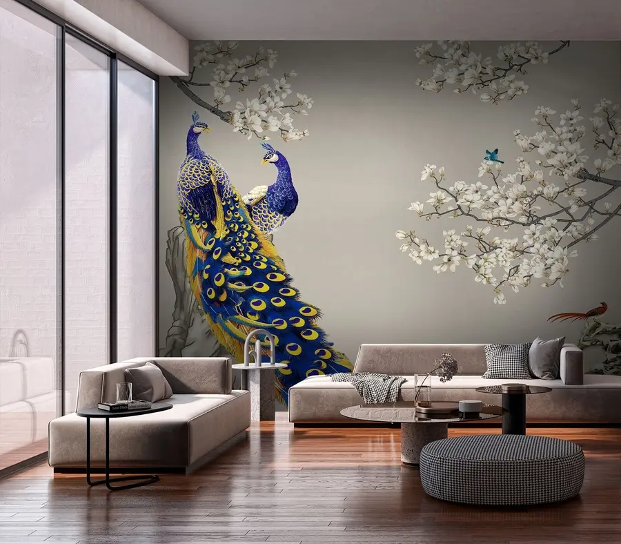 wall murals Peacocks on sakura branches u79801