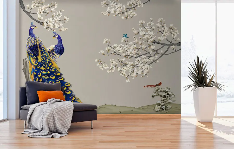 wall murals Peacocks on sakura branches u79801
