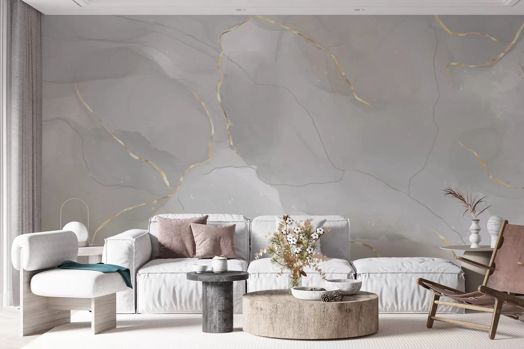 wall murals Marble watercolor background with lines u80088