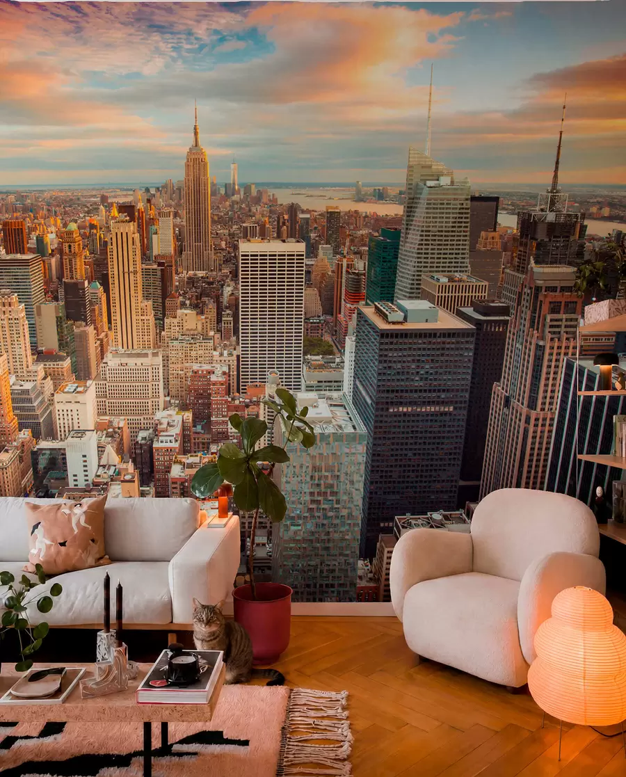 wall murals Air view to the sunset of New York u80529