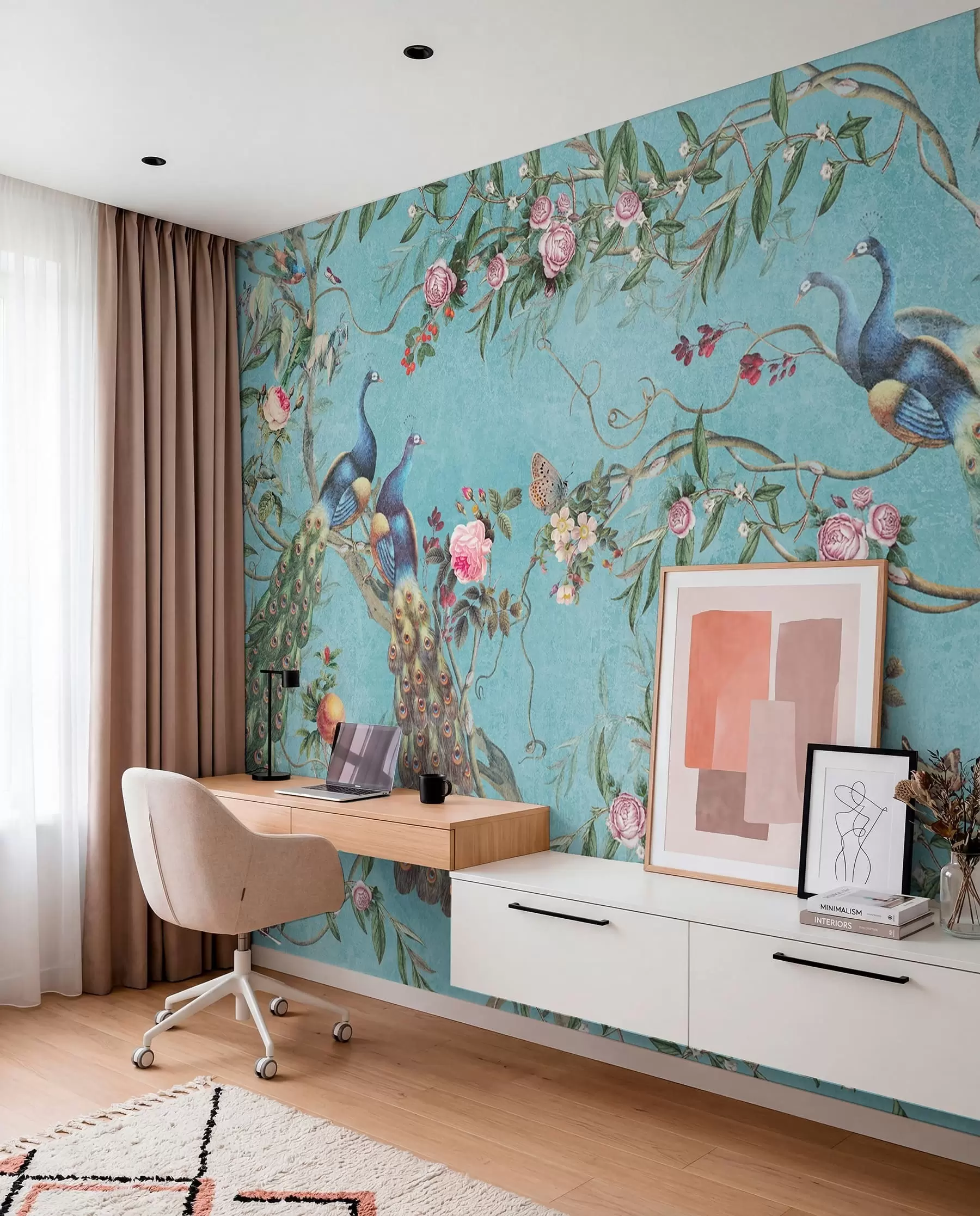 wall murals Bird, flower and vertebrate u12428