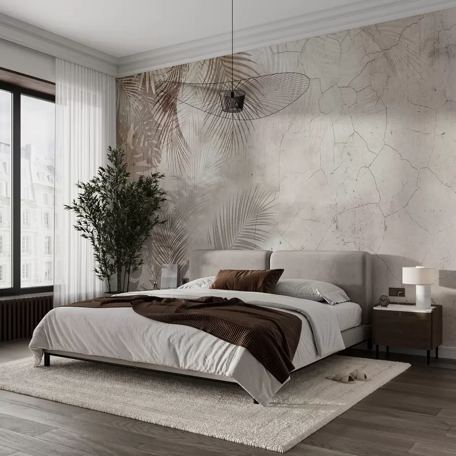 wall murals Glamorous 3D leaves in style grunge u73583