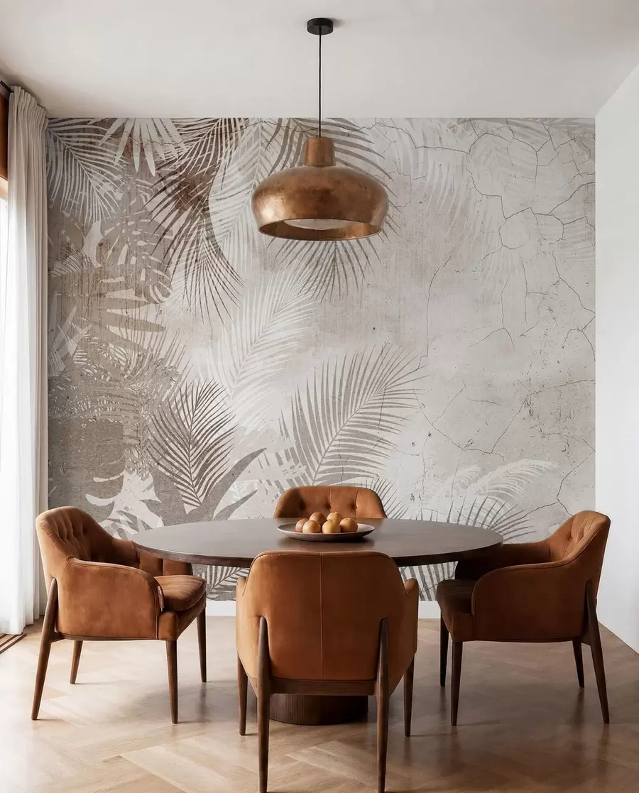 wall murals Glamorous 3D leaves in style grunge u73583