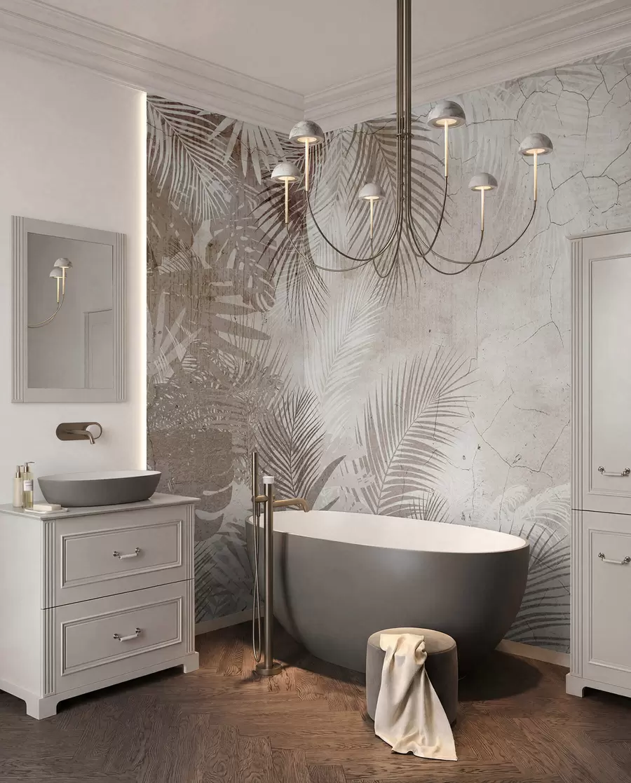 wall murals Glamorous 3D leaves in style grunge u73583