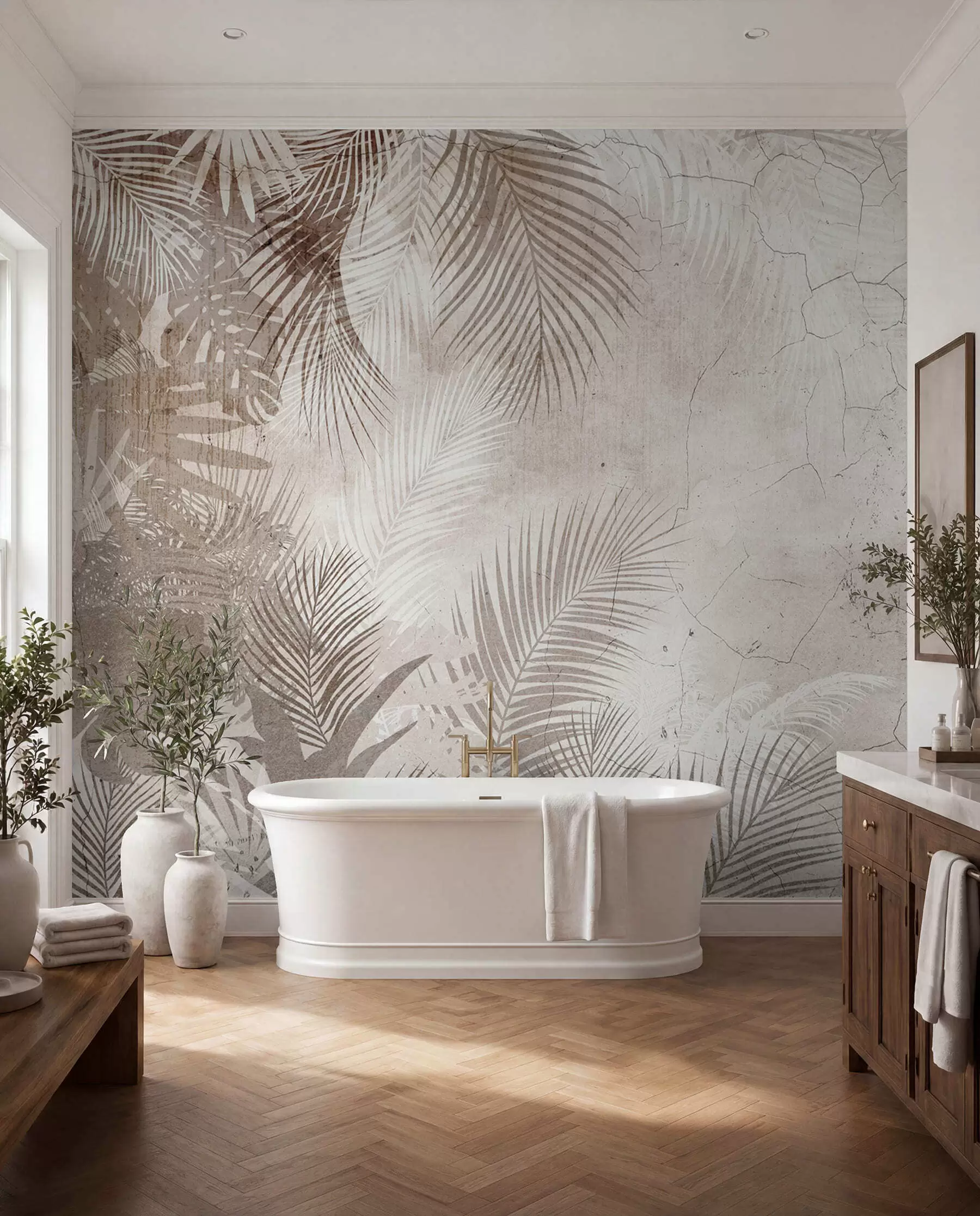 wall murals Glamorous 3D leaves in style grunge u73583