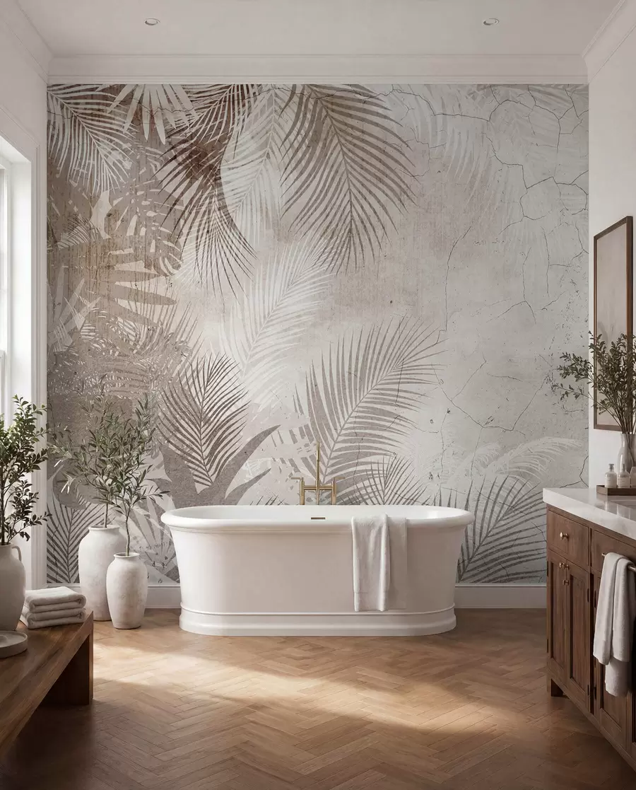 wall murals Glamorous 3D leaves in style grunge u73583