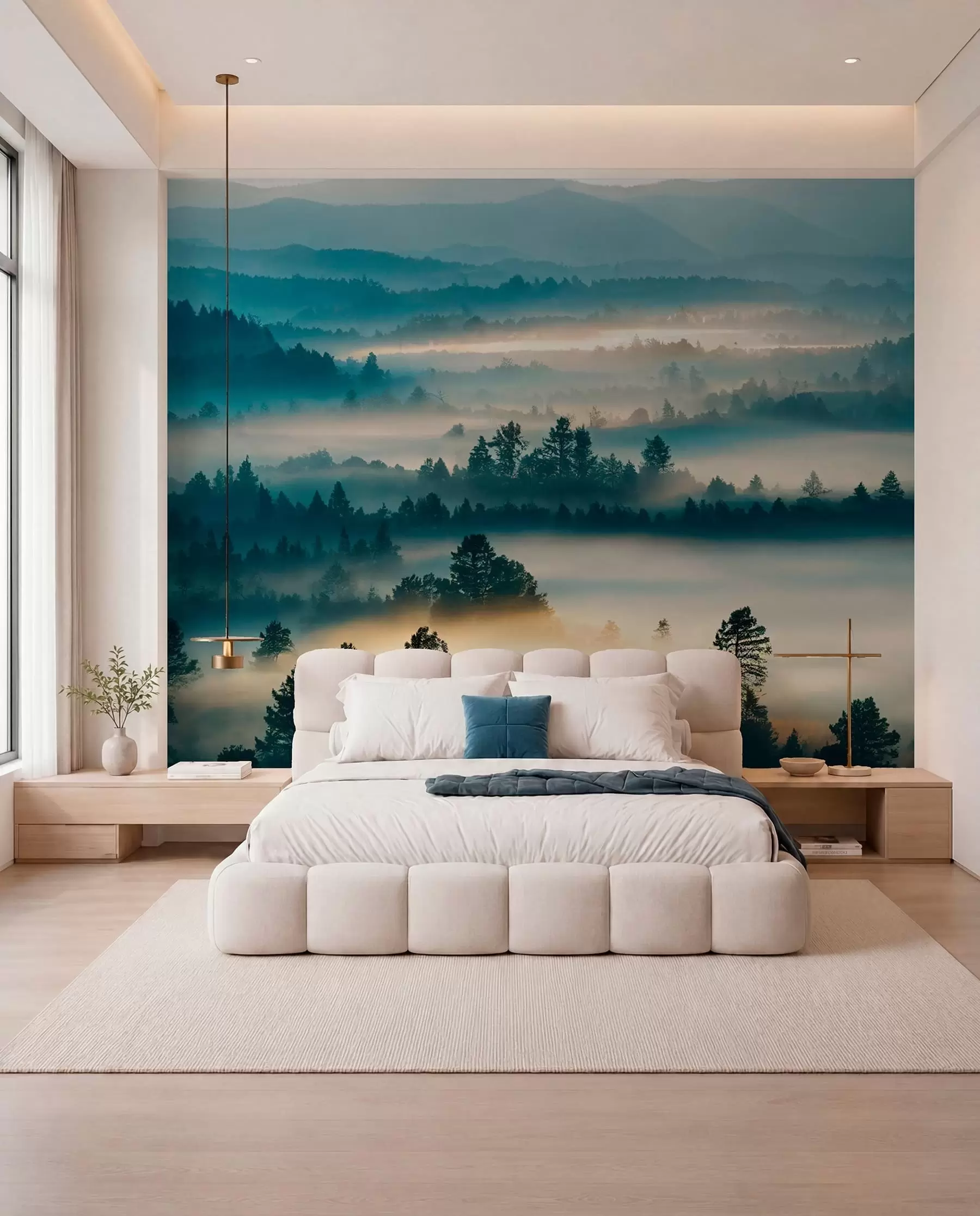 wall murals Walls of mist in the forest u73865