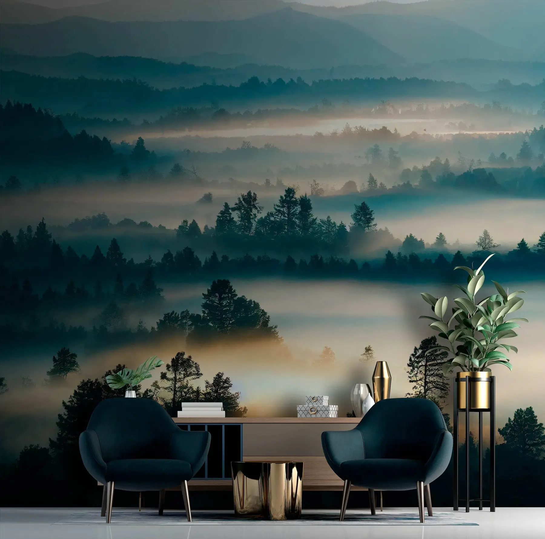 wall murals Walls of mist in the forest u73865