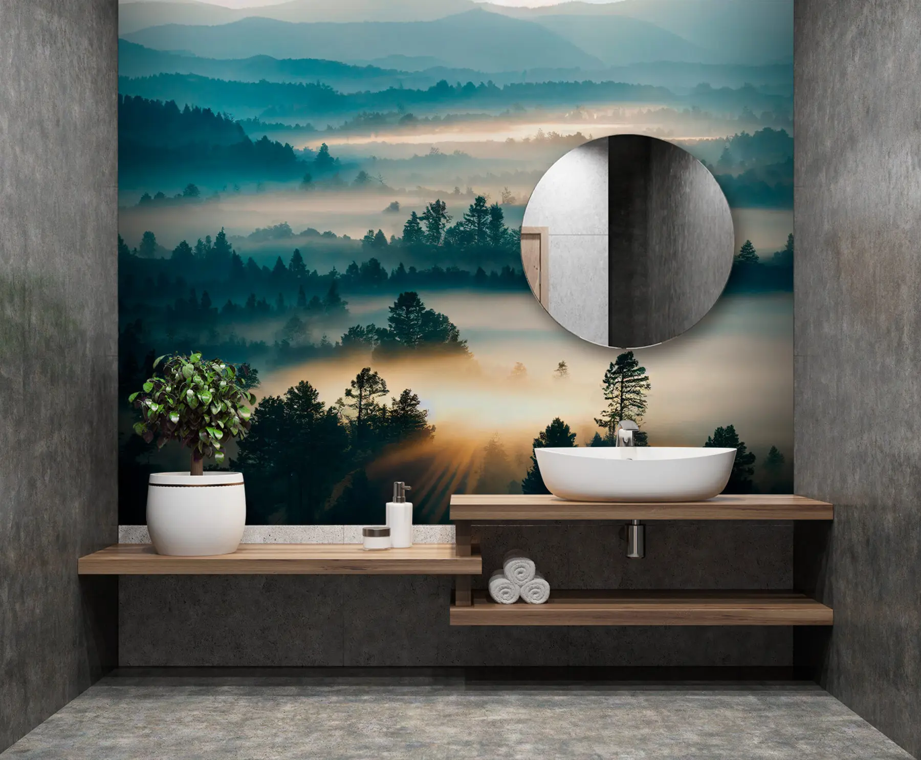 wall murals Walls of mist in the forest u73865