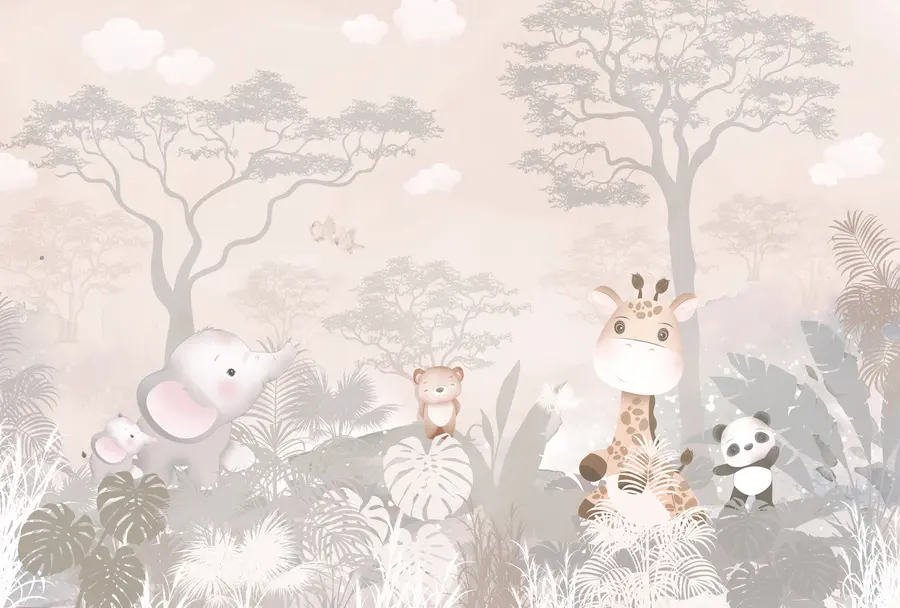 wall murals Cute little animals in the savana u73878