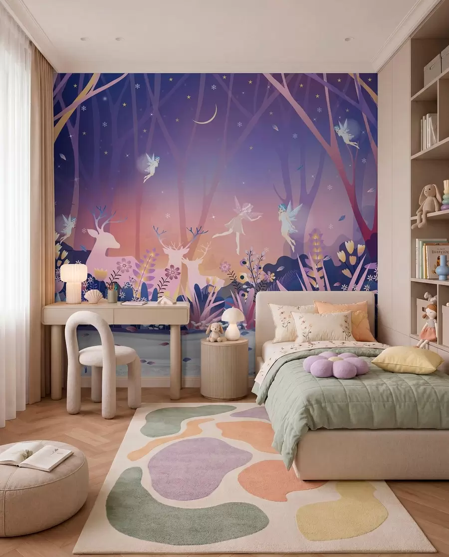 wall murals Night dancing in the fairy forest u73899