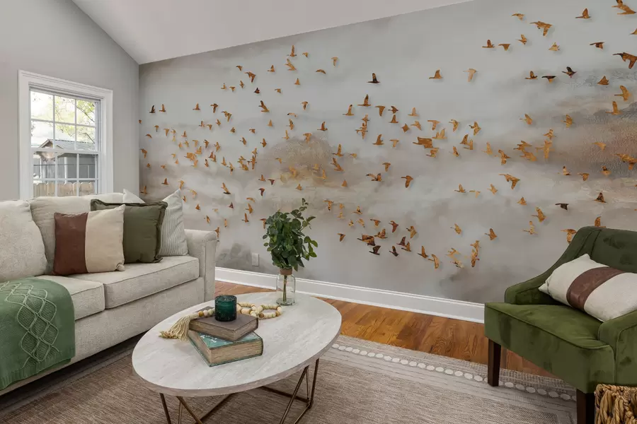 wall murals Flock of birds in the mountains u93537