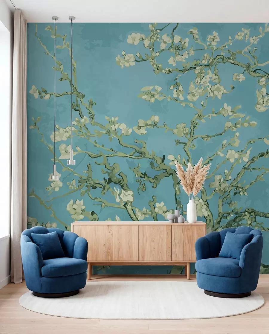wall murals Amandier panoramic in Van Gogh flowers u93603