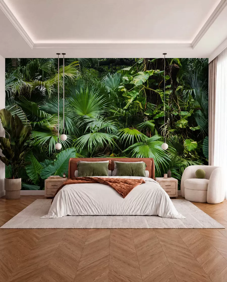 wall murals Wet leaves in the jungle u93616