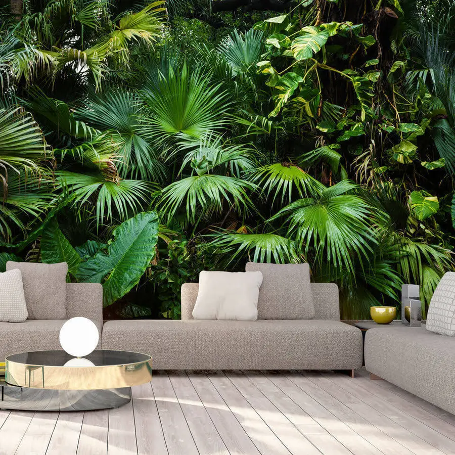 wall murals Wet leaves in the jungle u93616