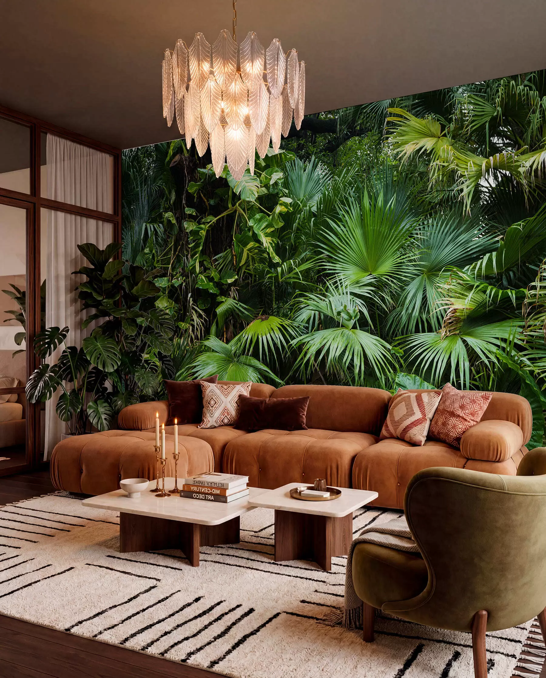 wall murals Wet leaves in the jungle u93616