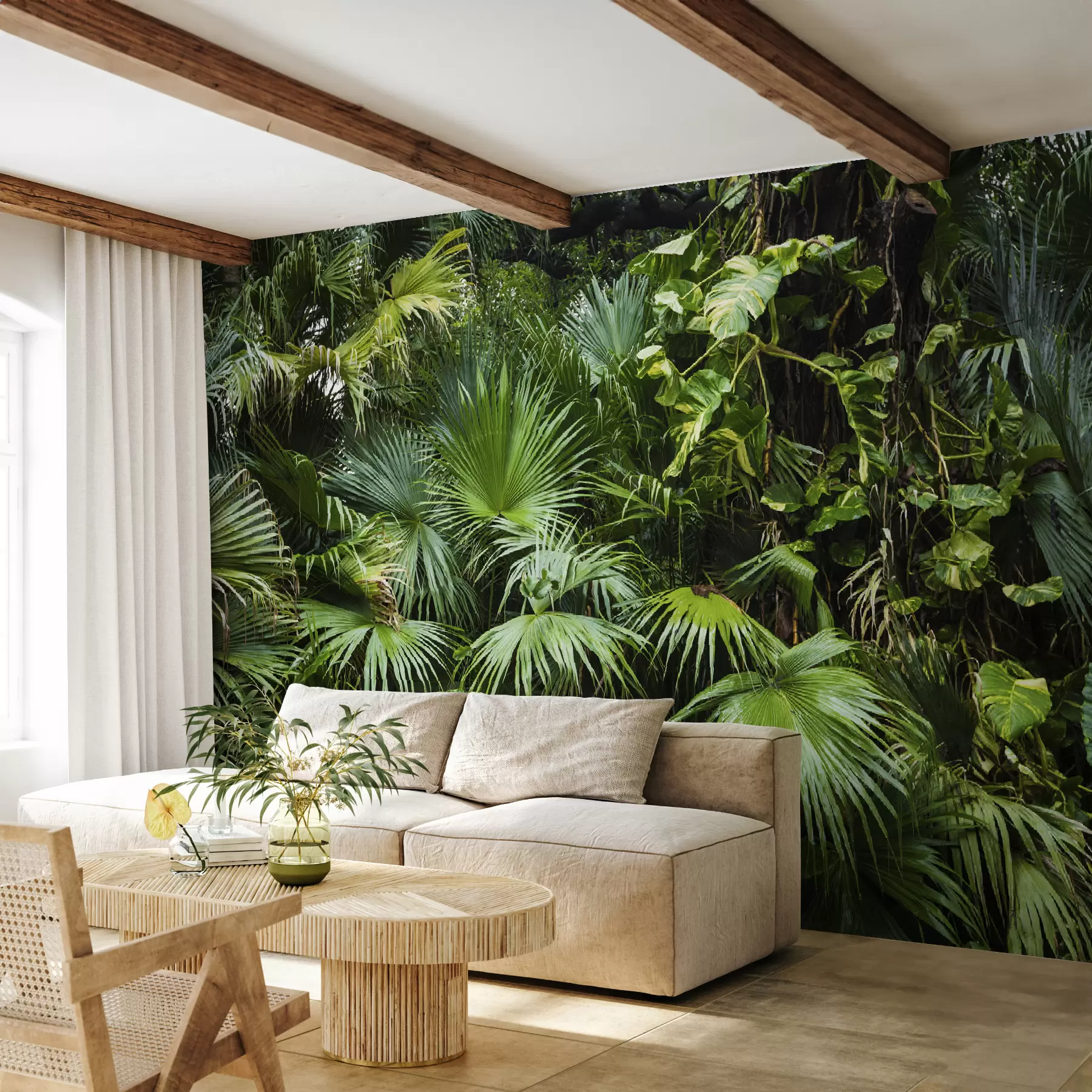 wall murals Wet leaves in the jungle u93616
