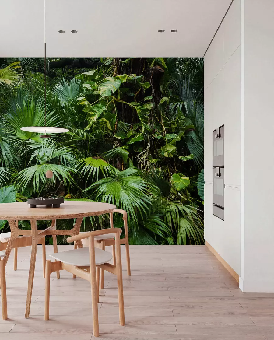 wall murals Wet leaves in the jungle u93616