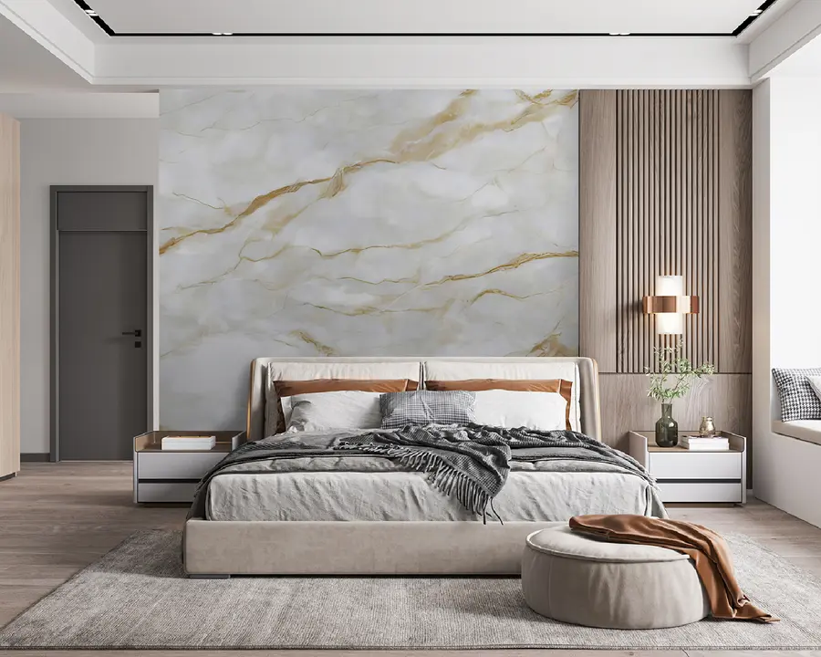 wall murals White marble with beige lines u93433