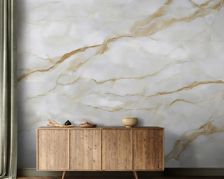 wall murals White marble with beige lines u93433
