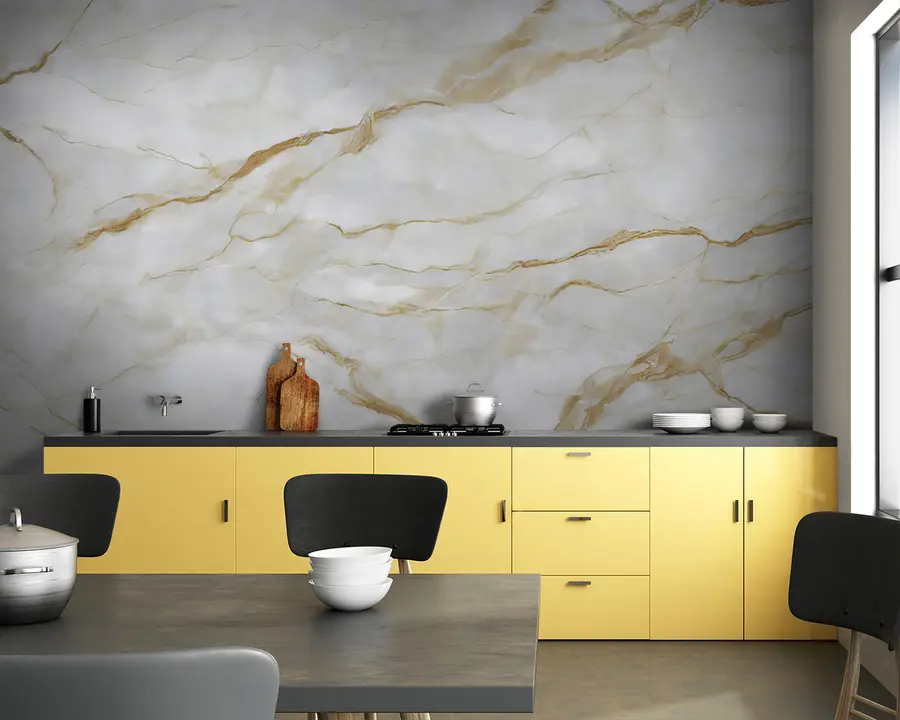 wall murals White marble with beige lines u93433