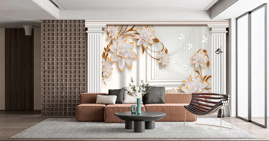 wall murals Flowers and columns u93693