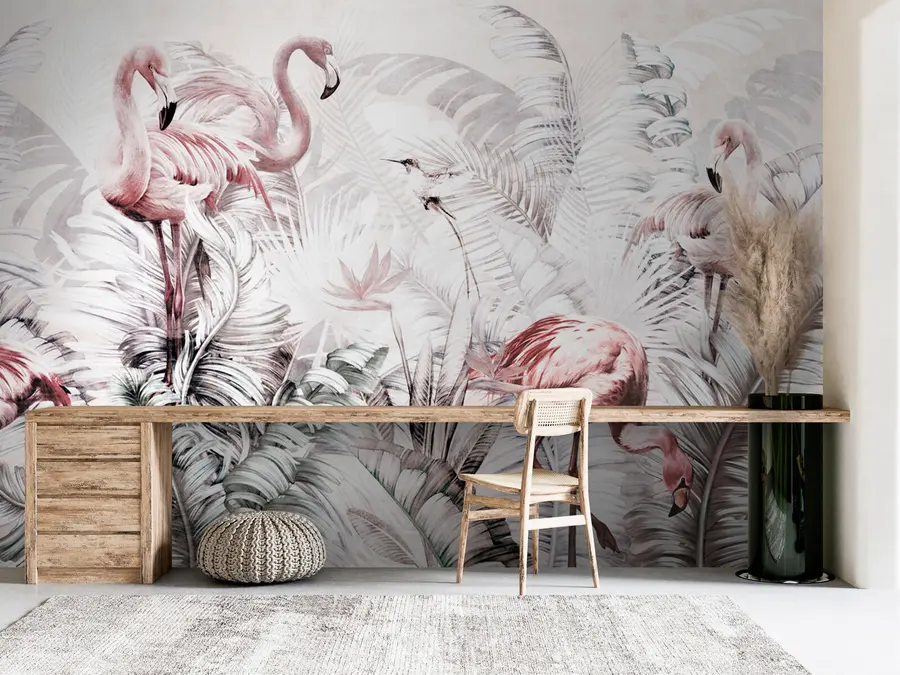 wall murals Flamingos in the tropics u73919