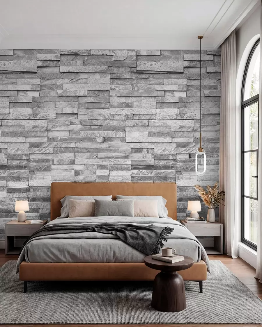 wall murals Brick gray u74255