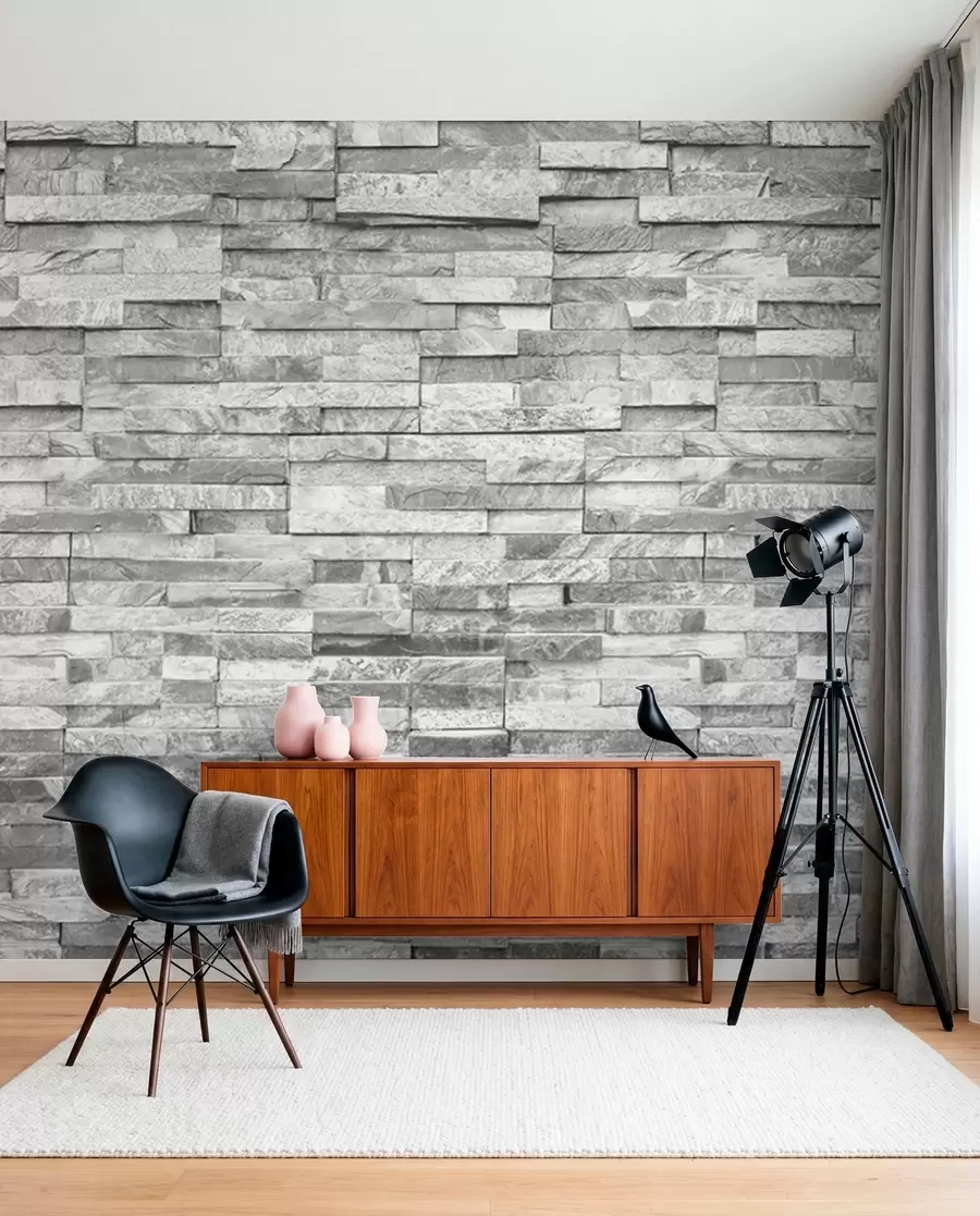 wall murals Brick gray u74255