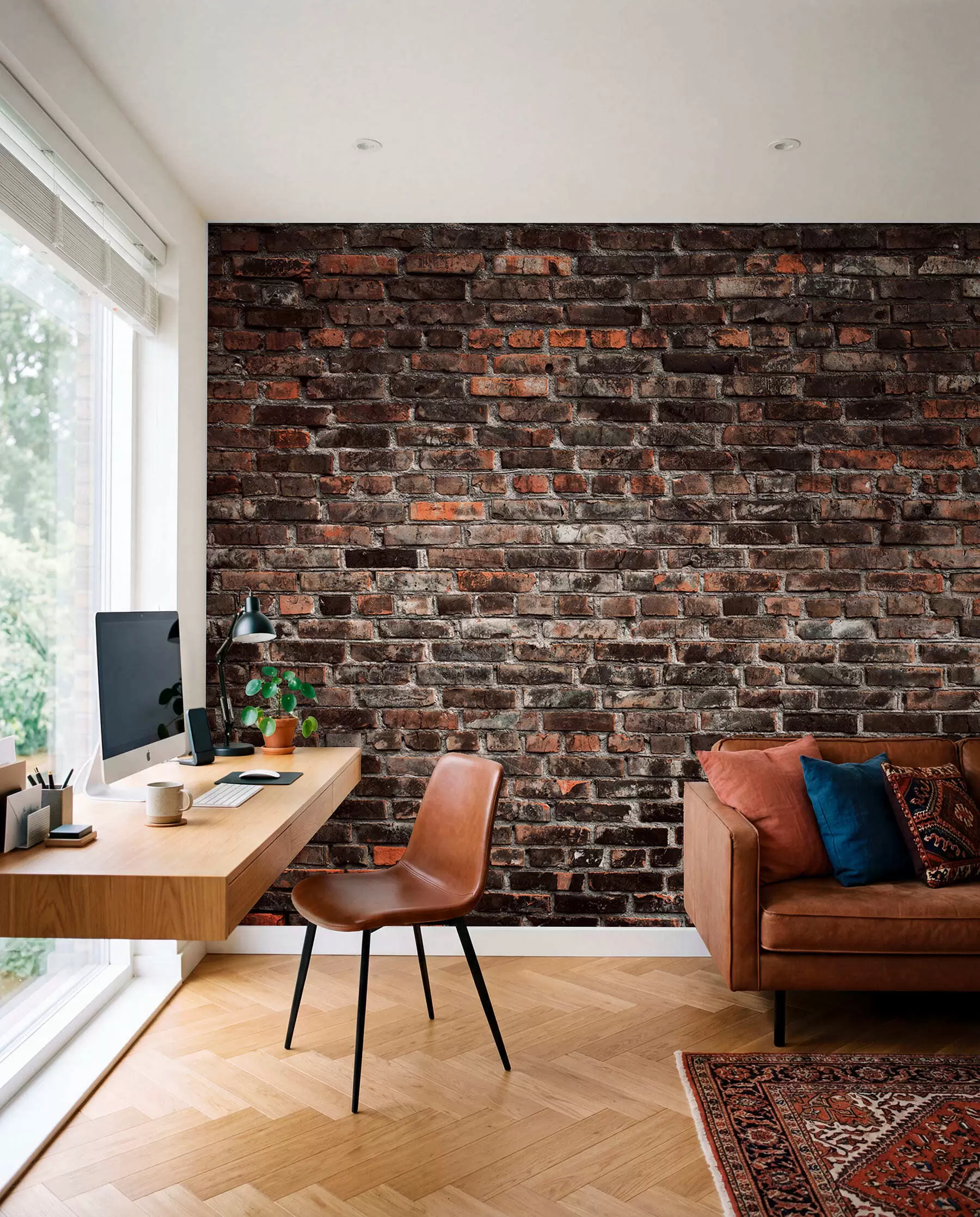 wall murals Timeworn Brick in Dark Tones u74267