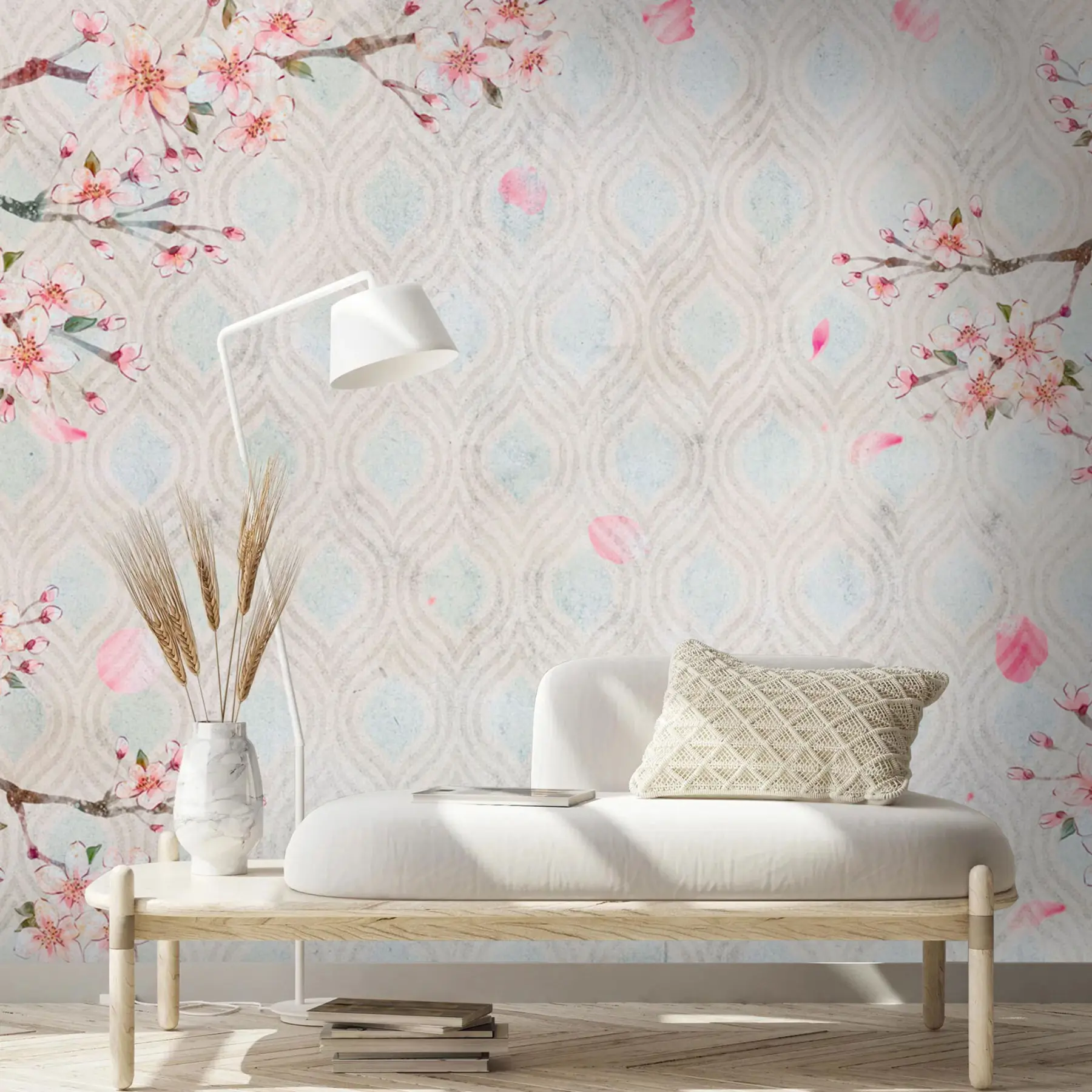 wall murals Sakura flowers in vintage style u74383
